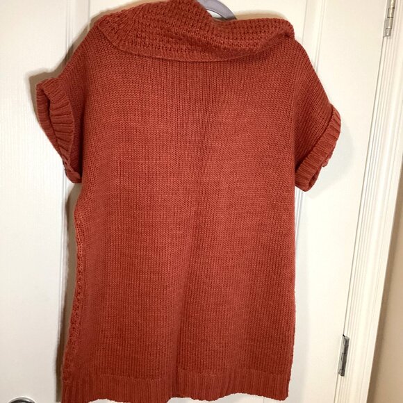 Cleo Petites Women's Cable Knit Sweater Size LP Short Sleeve Big Cowl Neck - Picture 5 of 7
